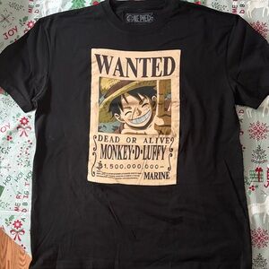 Onepiece Monkey D Luffy Black Wanted Poster T-Shirt